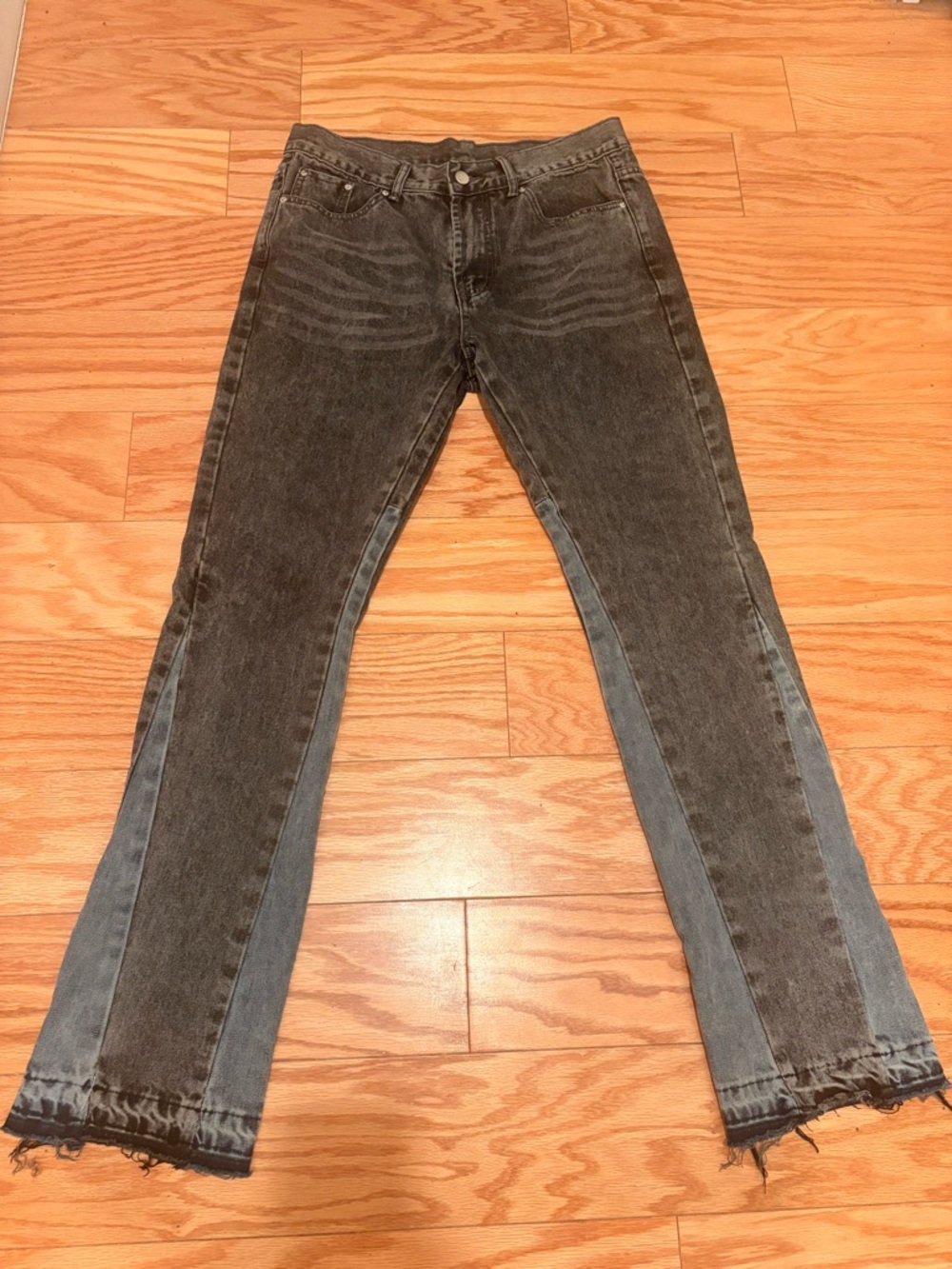 Men's Black/Grey Flare Jeans